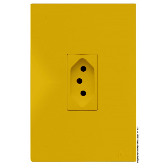 Conjunto Tomada 10a Vertical 4x2 - RECTA MOSTARDA SATIN FOSCO